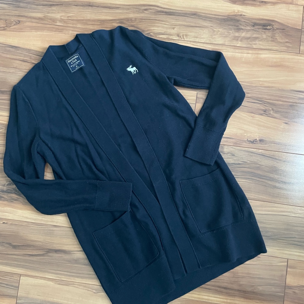 Abercrombie & Fitch Blue Open Front Cardigan size XS navy cotton vintage